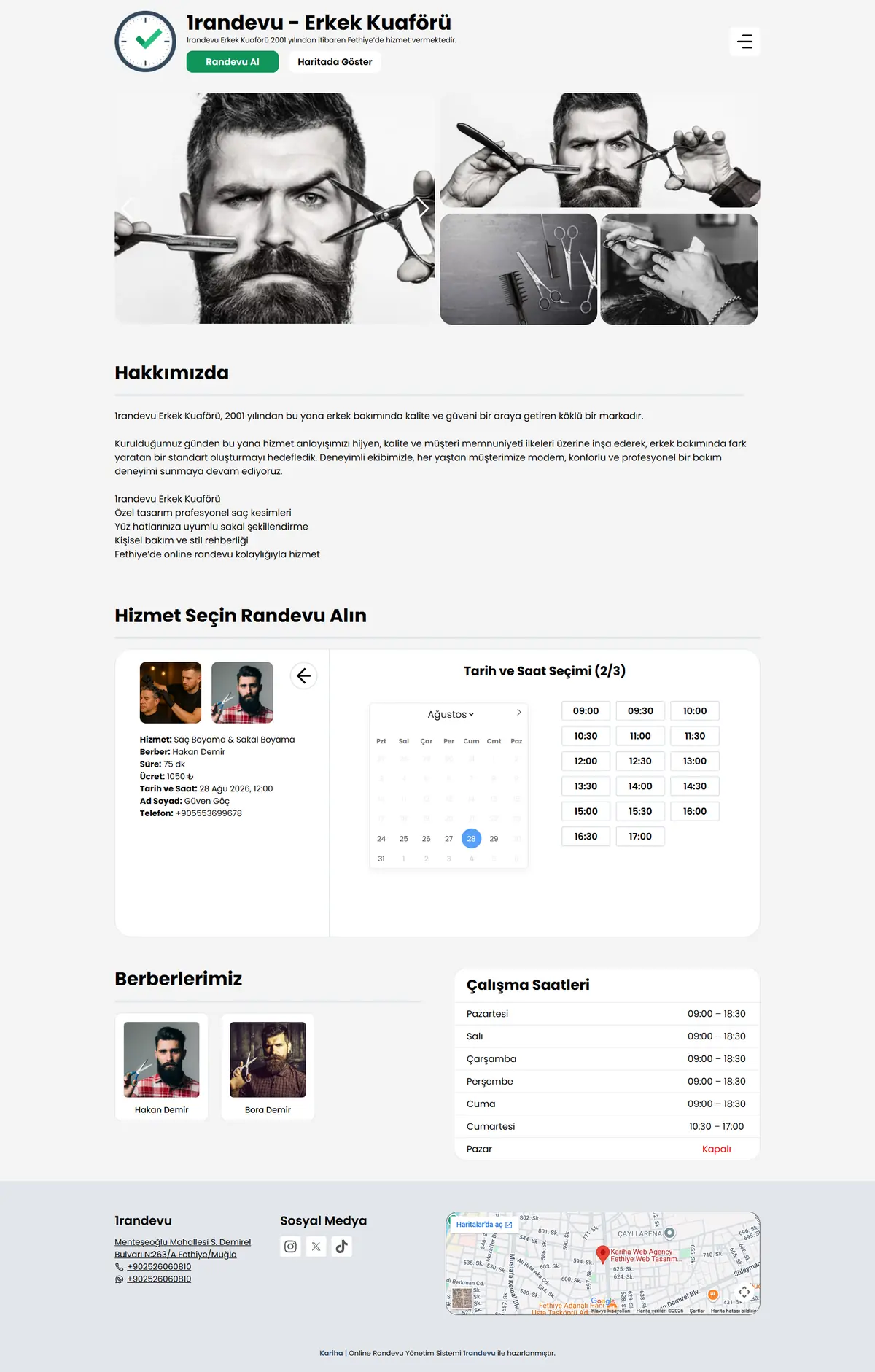 1randevu örnek site ana ekran görüntüsü