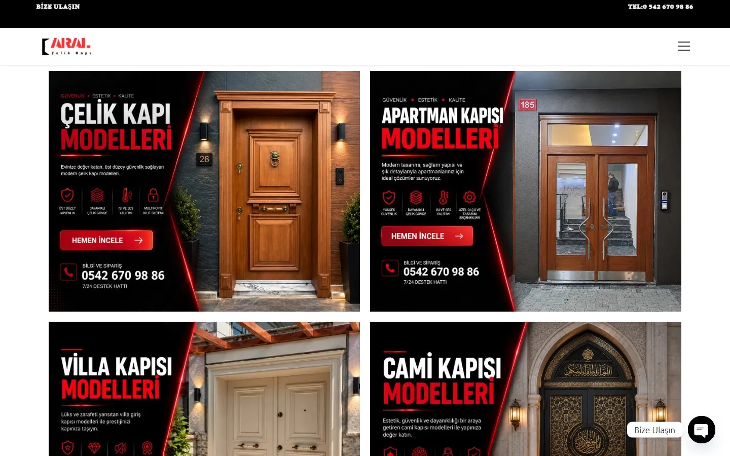 Aral Çelik Kapı website