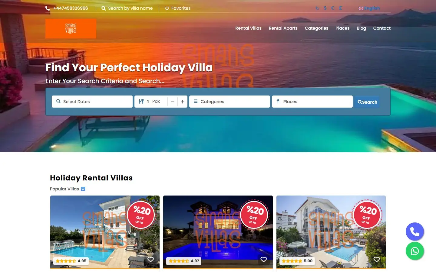 Smans Villas website