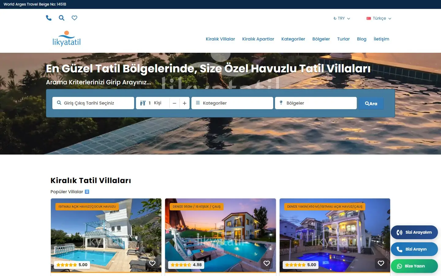 Likya Tatil web sitesi