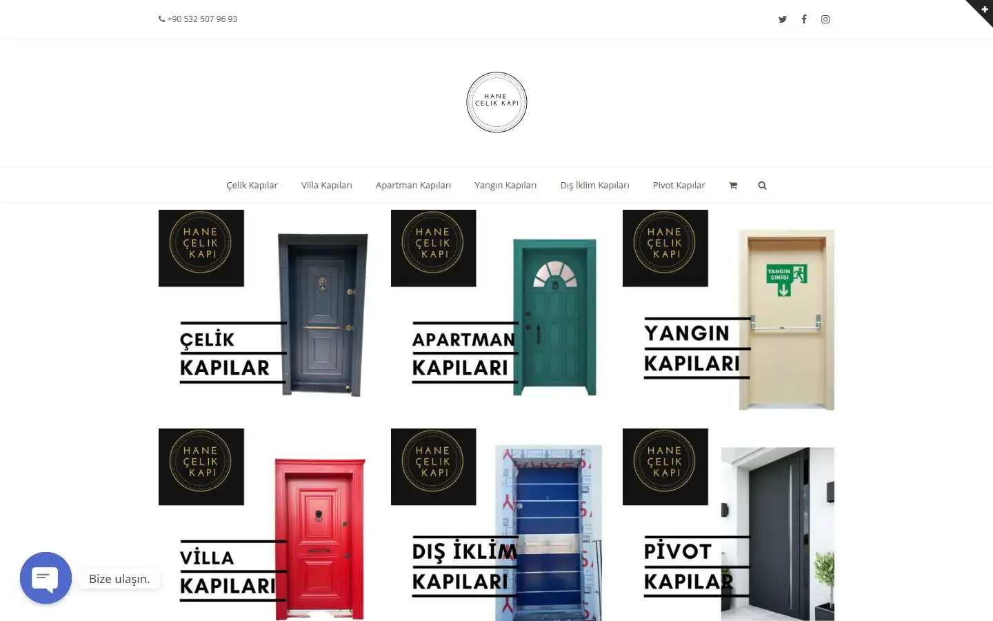 Hane Çelik Kapı web sitesi ana sayfası