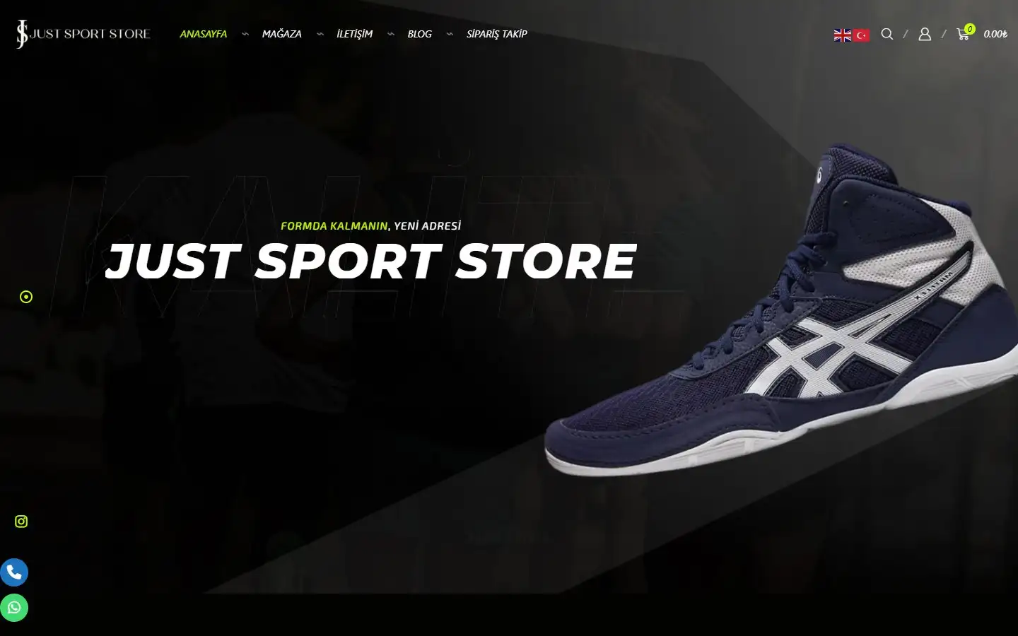 Just Sport Store web sitesi ana sayfası