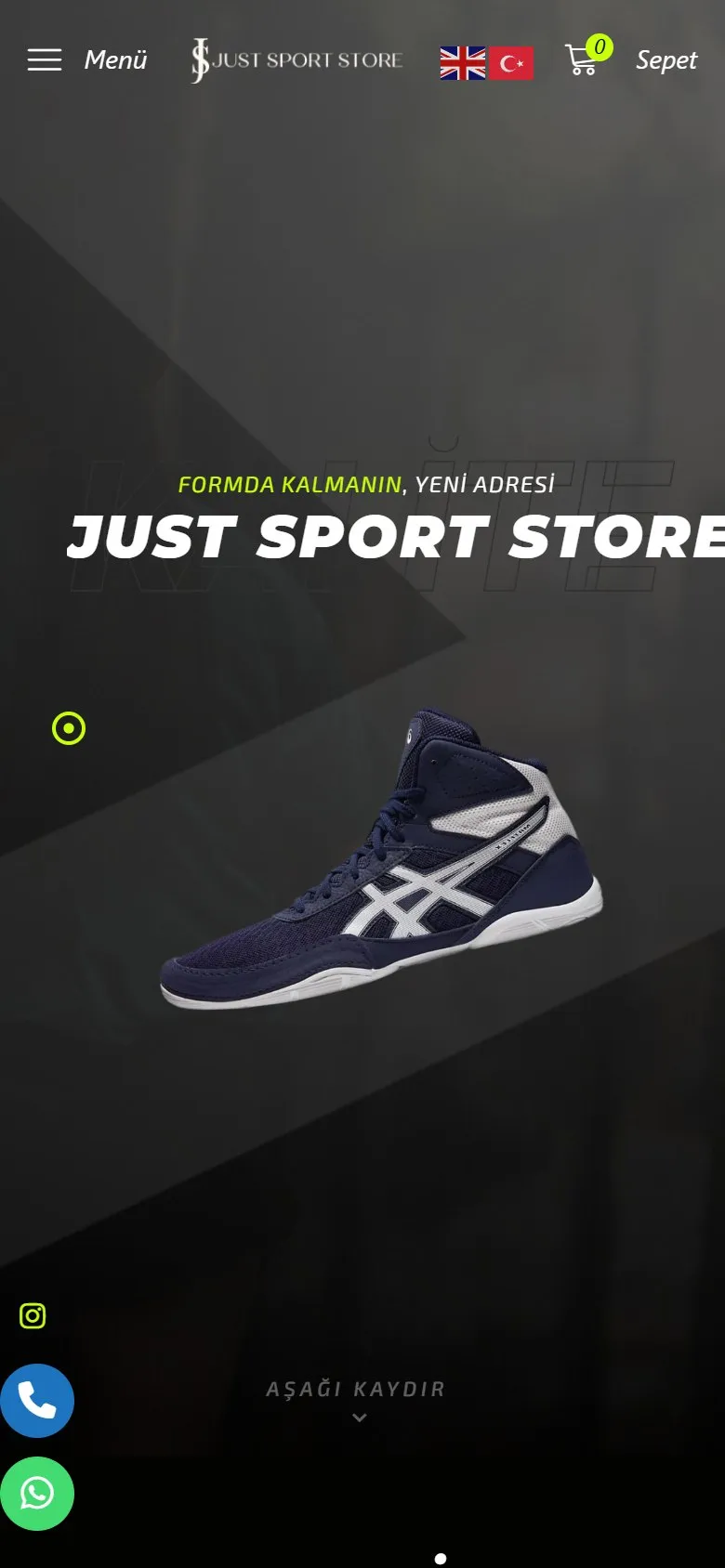 Just Sport Store mobil görünüm