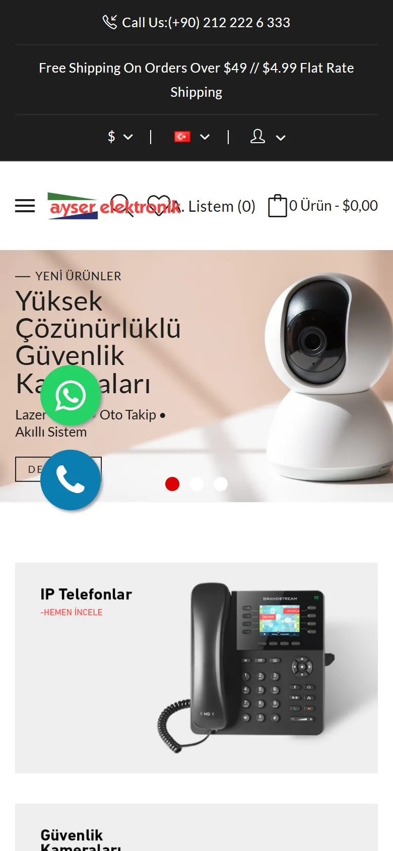 Ayser Elektronik mobil görünüm