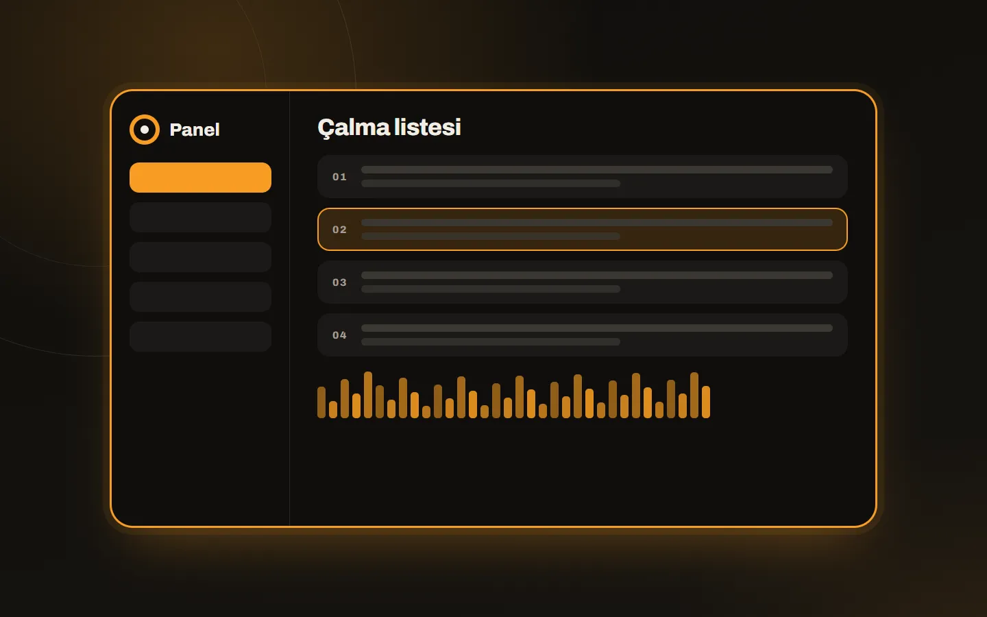A SonicPanel-style management panel: sidebar, playlist and player preview